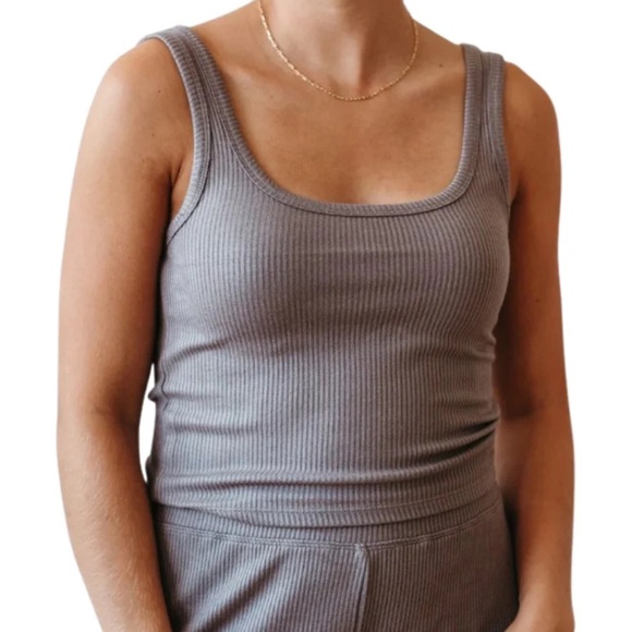 Z Supply Charcoal Ribbed Tank Top - Picture 1 of 3